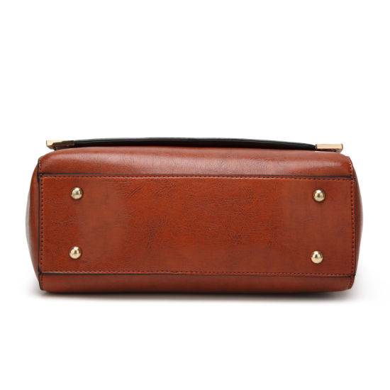 High Quality Hot Sell Tote with Metal Decorative Wardware PU Fashion Bag (WDL0214)