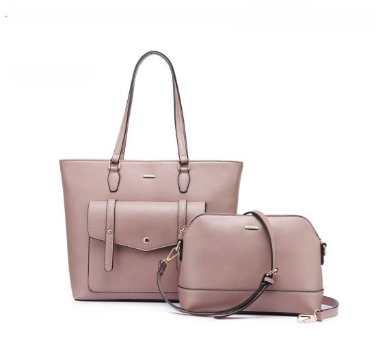2PCS Set Lady PU Handbag Tote Crossbody Bag Daily Work Bag Laptop Tote Handbag Popular Handbag (WDL0952)
