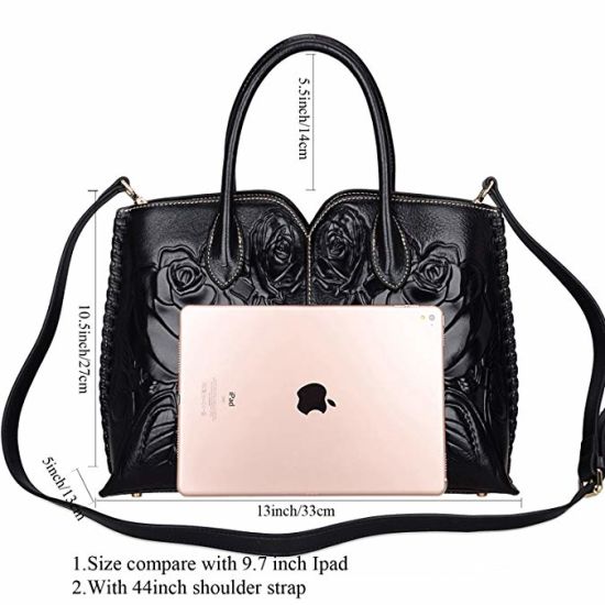 PU Leather Emboss Flower Lady Handbag Ladies Handbags Designer Handbag Fashion Bags (WDL01488)