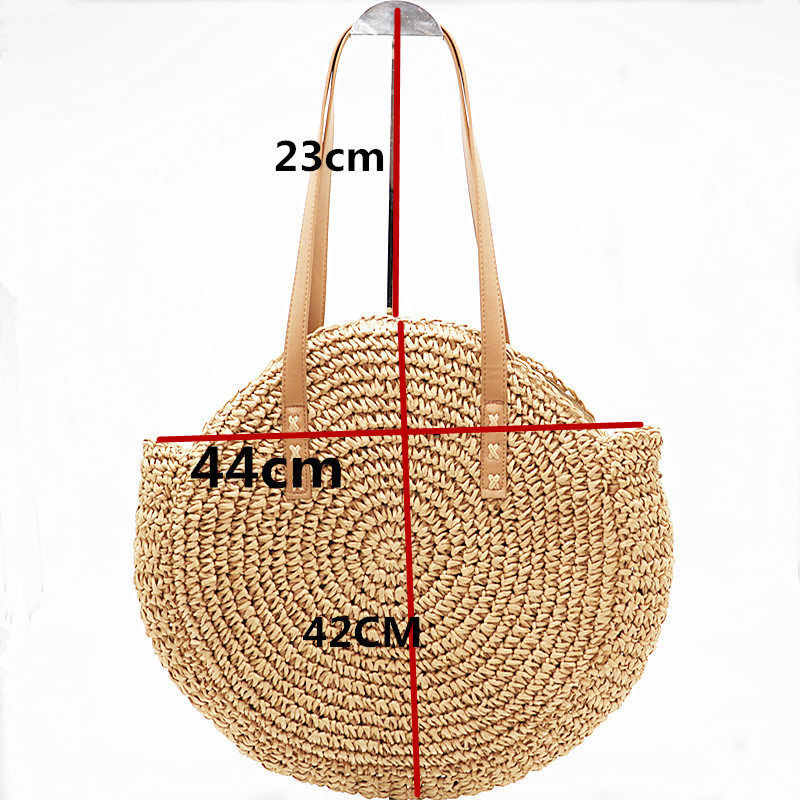 Ins Fashion Straw Bag Ladies Handbags Holiday Round Straw Bag Leisure Beach Bag