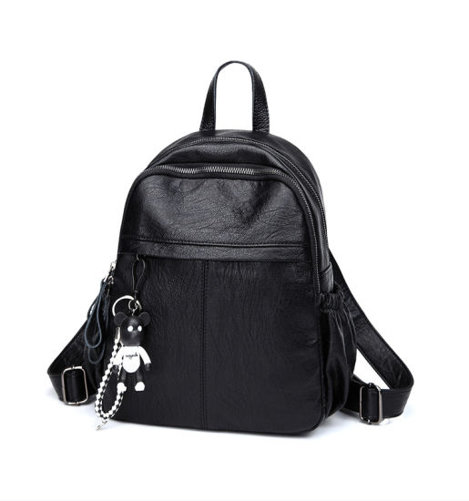 Basic Lady Backpack PU Leather Girls Daily Backpack (WDL0820)
