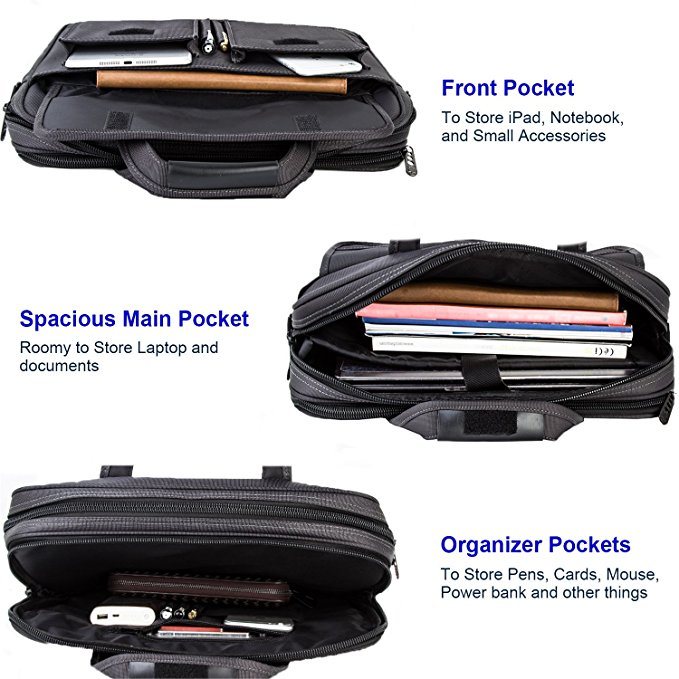 17 Inch Laptop Bag Travel Briefcase with Orjanizer Expandable Shoulder Bag Water Resisatant Business Message Briefcase Laptop Computer Tablet (WDL01133)