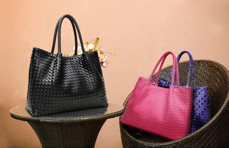 PU Weaving Fashion Tote Simple Large Capacity Shopping Bag Mummy Bag Designer Handbag (WDL0222)