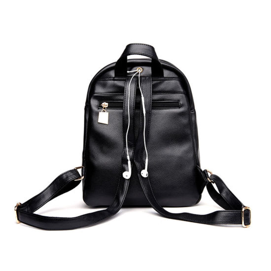 Vintage Zipper Women Leather Backpack Student School Bag (WDL0915)