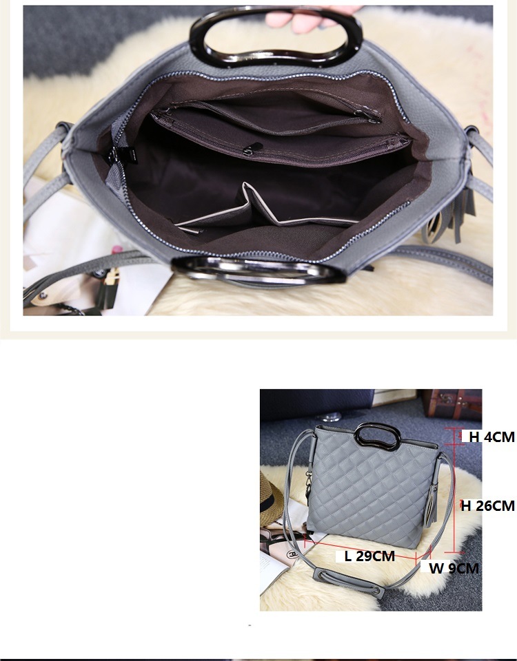 Metal Handle Fashion Lady Bags Simple Handbags Embroidering Bag Women Bag PU Leather Handbags (WDL0145)
