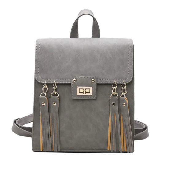 Lady Backpack PU Casual Lock Tassel Women Leather Backpack (WDL0911)