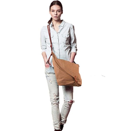 Canvas PU Leather Lady Handbag Hot Sell Fashion Shoulder Bags Popular Handbag (WDL0293)