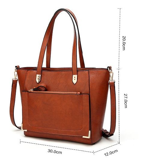 High Quality Hot Sell Tote with Metal Decorative Wardware PU Fashion Bag (WDL0214)