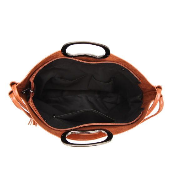 Fashion Metal Handle PU Fashion Lady Handbag 2 PCS Per Set Women Handbag Popular Handbags (WDL0197)