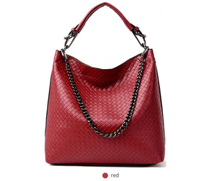 Weaving PU Fashion Lady Tote Chain Handle Handbag Bucket (WDL0876)