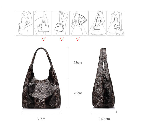 Women Large Tote Classic Hobo Serpentine PU Leather Shoulder Bags Ladies Handbags (WDL0898)