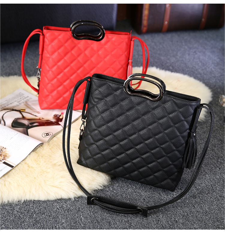 Metal Handle Fashion Lady Bags Simple Handbags Embroidering Bag Women Bag PU Leather Handbags (WDL0145)