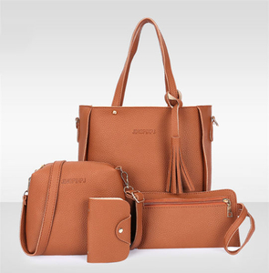 Women 4PCS Bag Set Solid PU Leather Designer Messenger (WDL0901)