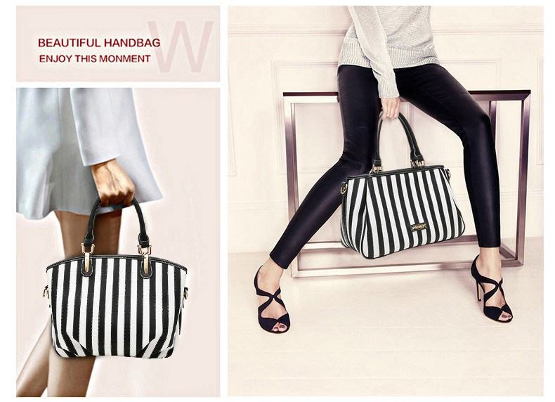 Lady Handbag Women Bag Classic White and Black Strap PU Shiling OEM/ODM Lady Shouler Bag Women Handbag (WDL0223)