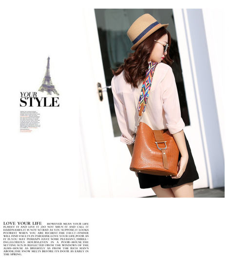Lady Fashion Bucket Fashion Shoulder Bag with Color Srtap (WDL0218)
