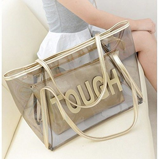 Tote Bag PVC Beach Shoulder Handbag with Small Cosmetic Summer Clear Handbags Transparent Beach Bags (WDL01115)